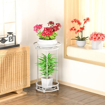 YIUKEA Plant Stand Indoor Outdoor - Metal Planter Holder Shelf Tall Tiered Flower Pot Display Organizer Rack for Garden, Patio, Living Room, Bathroom, Office (White)