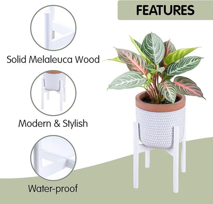 Wood 11.9" x 12.5" Plant Stand Indoor Outdoor, Wooden Single Floor Plant Pot Holder, Natural Plant Stand, Assembly Required (Excluding Potted Plants)