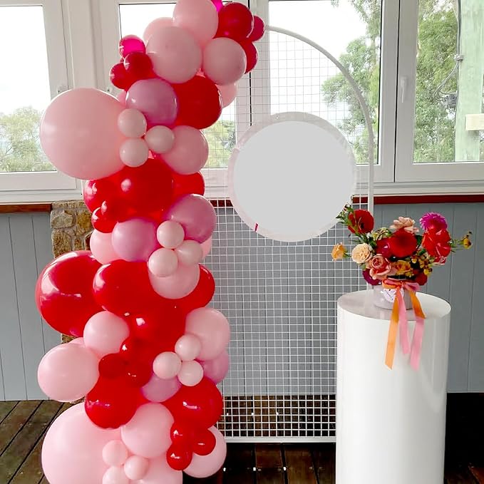 Lukiituke Valentines Balloon Arch Kit,134Pcs 4 Size Red and Pink Balloons with Foil Heart Shape Balloons for Valentine's Day Birthday Wedding Party Decorations