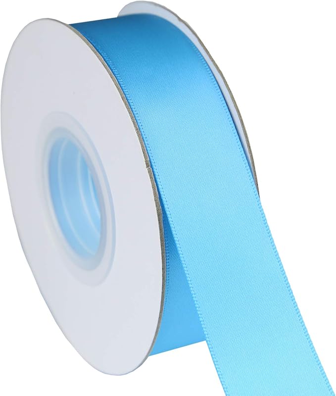 ITIsparkle 1" Inch Double Faced Satin Ribbon 50 Yards-Roll Set for Gift Wrapping Scrap Books Party Favor Hair Braids Baby Shower Decoration Floral Arrangement Craft Supplies, Turquoise Ribbon