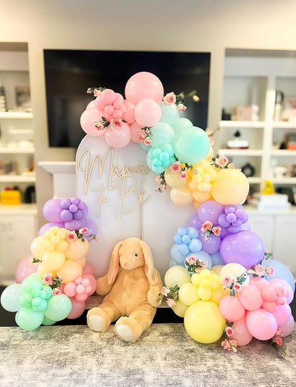 Pastel Rainbow Balloon Arch Kit Garland, Macaron Balloon Arch 137Pcs Pastel Balloons Different Sizes Spring Balloons for Spring Birthday Baby Shower Easter Unicorn Party Decorations