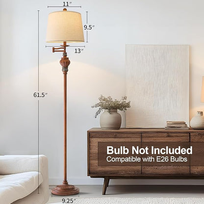 G-SAFAVA 61" Vintage Floor Lamp with 350° Adjustable Swing Arm, Standing Lamp for Bedroom Living Room Bedside Tall lamp Nightstand Retro Farmhouse Mid Century Lamp Light Home Décor Office Gifts