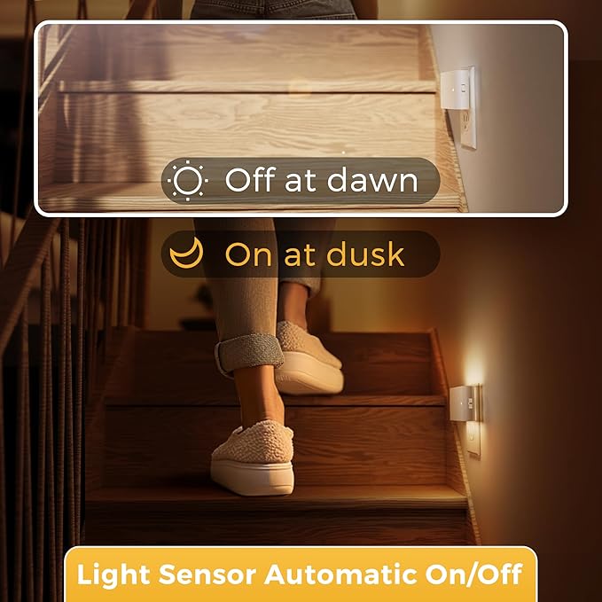 L LOHAS LED Night Light, Dimmable Modern LED Night Lights Plug into Wall,Dusk to Dawn Sensor Night Lights for Kid, 0-100LM 3000K Soft White Nightlight for Hallway Bedroom Stairway