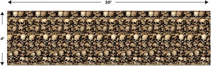 Beistle Catacombs Backdrop Wall Decorations – 2 Realistic Skull and Bone Printed Plastic Wall Coverings, Halloween Haunted House Party Décor Indoor Spooky Scene Background Display, 4 Ft x 30 Ft Each
