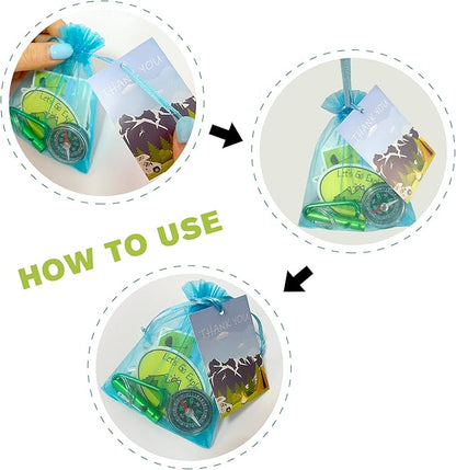 110PCS Camping Happy Birthday Party Favors Gift Bag Kits with Camp Compass, Hiking Whistles Keychain Carabiner, Camping Stickers Decorations for Outdoor Camper Nature Adventure Exploration Supplies