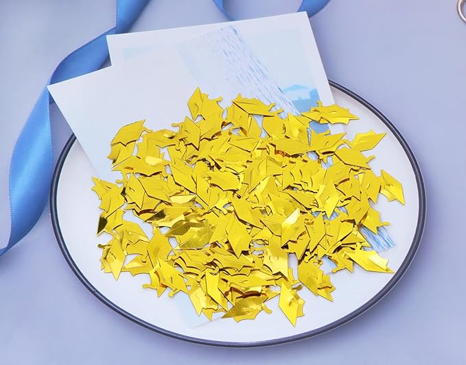 ONLYKXY 15gram Glitter Table Confetti Decor Scatter Bless Confetti Grad Party Decor for Congrats College Graduation Birthday Wedding Party Chocolate Favor Envelope Decal (Gold Graduation Cap)