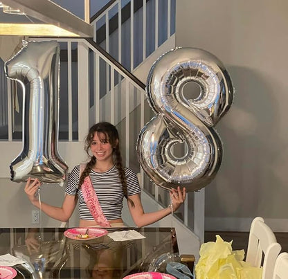 Silver Number 100 Balloon 40 inch, 100 Number Balloons, 100th Silver Birthday Decorations for Girls Boys Kids, 100 Year Old Women Men Party Supplies