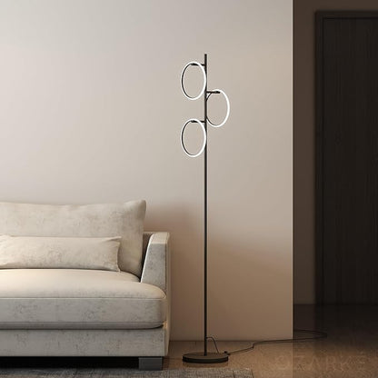 Ozarke Neo Modern Floor Lamp - Mid Century Minimalist Decor Stand Light for Living Room, Bedroom & Home Office, Dimmable Contemporary Tall Lighting with 3 LED Lights - Warm 27000K (Black)