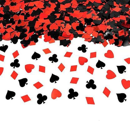 Werich Casino Poker Confetti Night Club Party Metallic Foil Table Scatters Wedding Birthday Baby Shower Bridal Shower Festival Theme Party Decorations Supplies, Black and Red