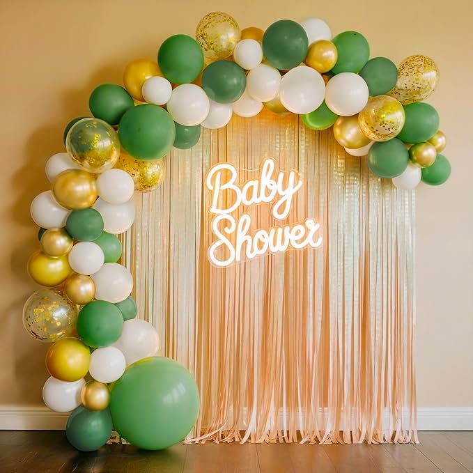 60PCS Green and Gold Balloons,GAGAKU 12 Inch Latex Confetti Balloons, Metallic Green Glod Latex Balloons with White, Party Balloons for Women Kids Birthday Wedding Bride Bachelorette Retirement