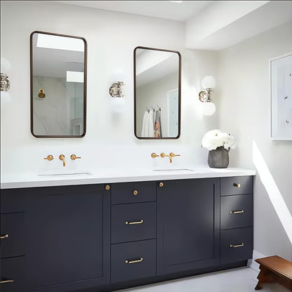 ANDY STAR Bronze Bathroom Mirror, 24x40’’ Rounded Rectangle Oil Rubbed Bronze Mirror in Premium Tube Metal Framed 1’’ Deep Wall-Mounted Mirror Horizontal/Vertical