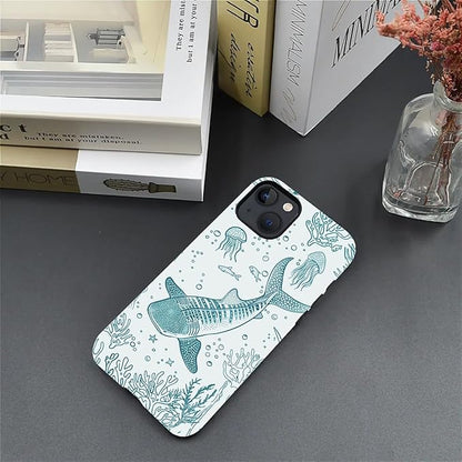 for iPhone 15 Plus Case,HH2 Ocean Whale Shark Hybrid 2 Layer Hard Shell Silicone Protective Pattern Design Case
