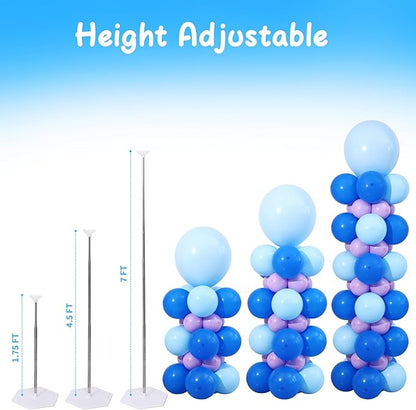 Blue Pink and Purple Balloon Column Stand Kit Set of 2, 140PCS Balloon Towers Set of 2 Pink Blue Purple Balloon Arch Kit for Gender Reveal Summer Tropical Cartoon Birthday Party Decorations