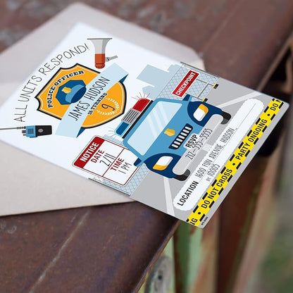 Police Party Invitations for Boys and Girls with Envelopes - (Pack of 20) - Police Themed Invites for Children and More. Fill in Style