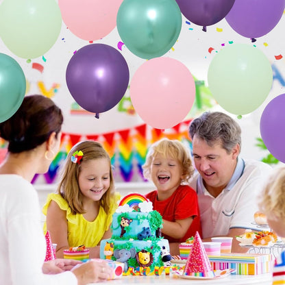 Patimate Mermaid Party Balloons Set, 50 pcs 12 inch Pastel Purple Pink Green Metallic Purple Green Latex Balloons Kit for Girls Mermaid Birthday Baby Shower Under The Sea Party Decorations
