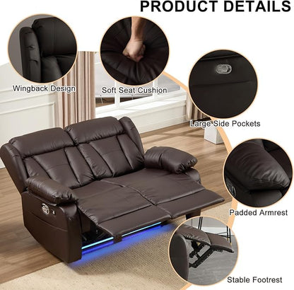 58.3" Reclining Loveseat Sofa, RV Loveseat Recliner Couch