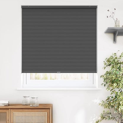 LazBlinds Cordless Cellular Shades, Blackout Privacy Honeycomb Shades for Home, Thermal Insulation Noise Reduction Blinds for Windows, 42'' W x 48'' H, Black