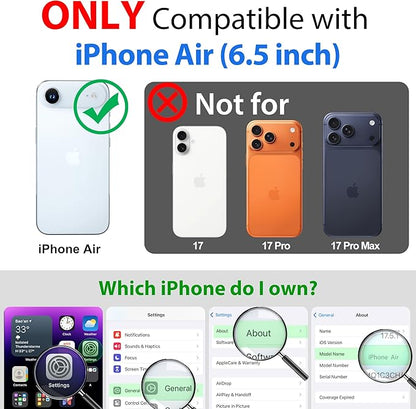 SPORTLINK for iPhone Air Case, IP68 Waterproof Military Protective Full Body Heavy Duty Shockproof 360 Sealed Dustproof with Camera Screen Protector Phone Cover for iPhone Air 6.5" Mag/Black