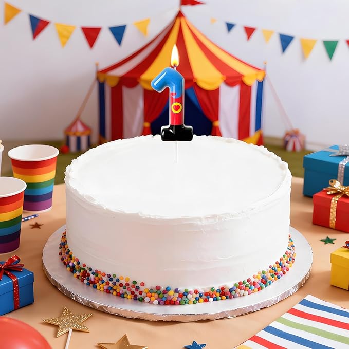 Birthday Candle for Cake – Red Blue Cartoon Hero Style with Heart Design – Cute Cake Topper for Birthday Party Decoration