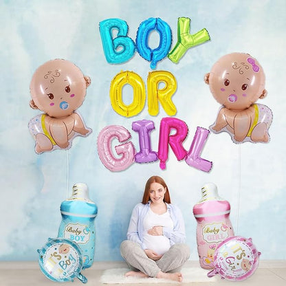 10 Pcs Gender Reveal Balloons, Baby Balloon Baby Shower Foil Balloons Boy Or Girl Letter Balloon,Boy Girl Mylar Balloons for Welcome Home birthday Gender Reveal Party Decorations