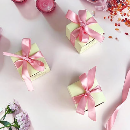 30PCS Small Gift Boxes, White Gift Box with Ribbon Wedding Party Favor Boxes Fancy Candy Gift Boxes with Lids for Anniverary Birthday Valentine's Day Packaging Presents 2.6x2.6x2.6 inch(S,Pink)