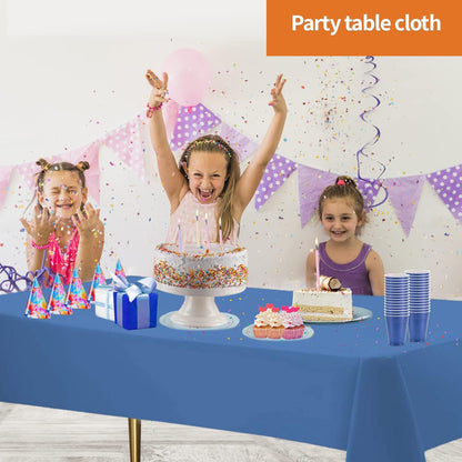 Blue Disposable Plastic Tablecloth for Rectangle Tables (48 Pack) Premium Decorative Table Cloths for Parties, Events & Weddings, Indoors & Outdoors, 54 x 108 inches