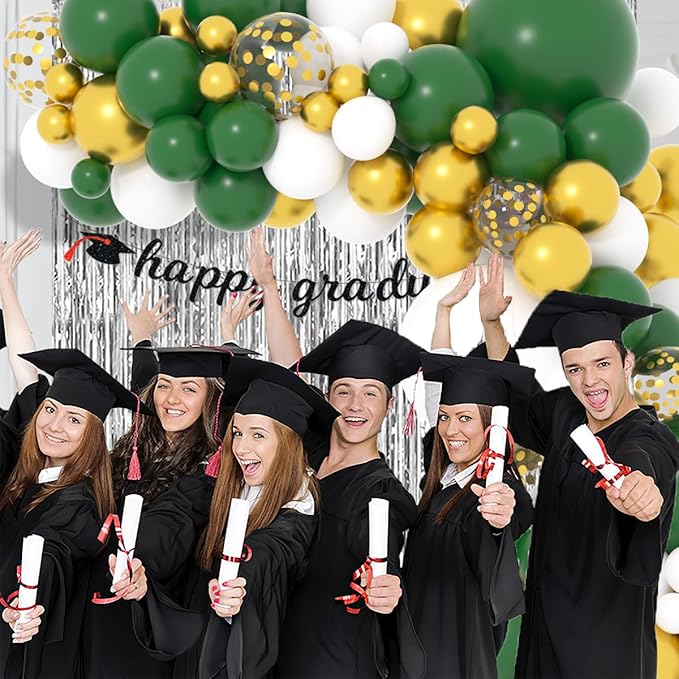 Dark Green White Gold Balloon Garland Arch Kit - Dark Green White Balloons Emerald Green Gold Balloons for Forest Baby Shower Birthday Anniversary Wedding Graduation Party Decorations