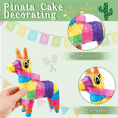 Tinlade 15 Pcs Fiesta Cupcake Topper Mexican Theme Cake Decoration Cactus Piñata Cinco De Mayo Taco Party Decorations with Wooden Sand Hammer and Foam Chili Decorations for Rainbow Party(Cute Style)