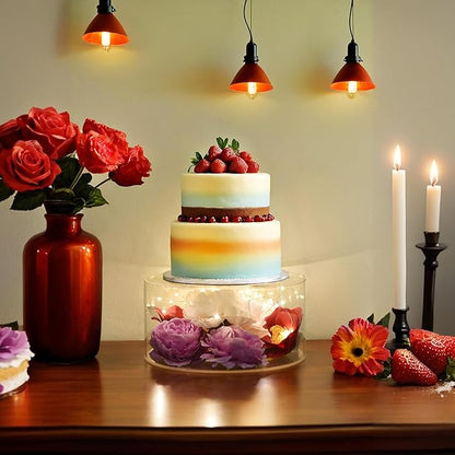 2Pcs Acrylic Cake Display Stand 8'' 12'' Round 2Tier Clear Cylinder Cake Box for Wedding Birthday Party Decor (8 /12 Inch)