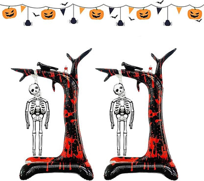 2 Pcs Halloween Decorations Balloon Scary Skeleton Standable Foil Balloons 55in Day of Death Spooky Large Punch Inflatable Decorations for Indoor/Outdoor Halloween Party Supplies