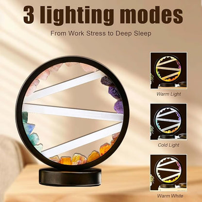 Runyangshi Crystal Table Lamp Night Light Natural Selenite & Colour Crystal Raw Stone Bedside Lamp with 3 Adjustable Light Colours Suitable for Home Decoration, Bedroom Office Desk Lighting