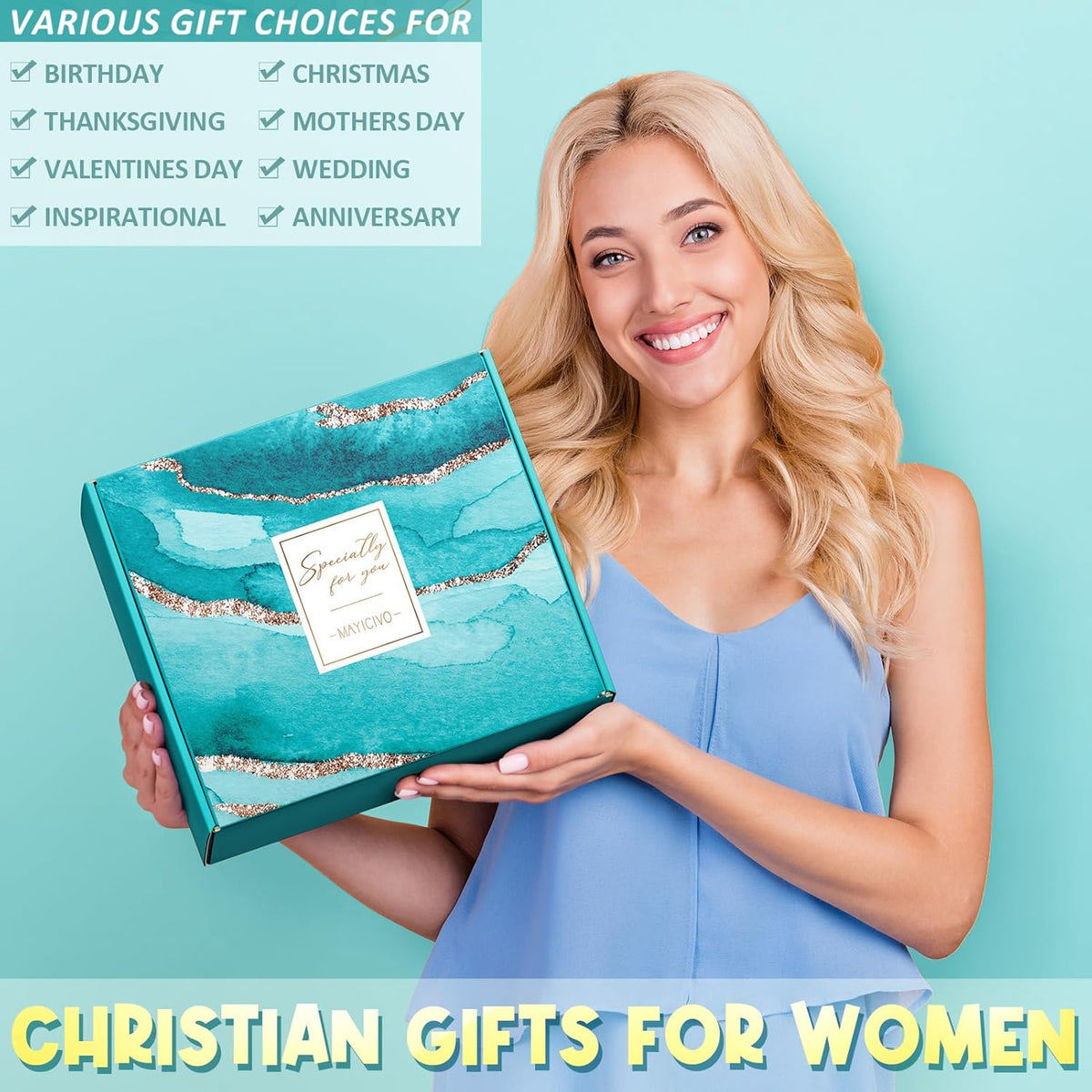 Christian Gifts for Christian Women Faith, Inspirational Religious Gifts for Catholic Women Spiritual Gift Christmas Birthday Gift for Womens Mom Sister Friend Grandma Wife Coworker w/ Canvas Tote Bag
