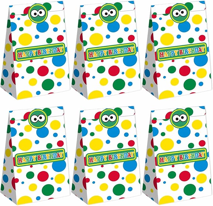 Zliisang 16PCS Cartoon Party Favor Bags Colorful Goodie Gift Bags for Kids Birthday Party Gift Supplies Happy Birthday Party Decorations