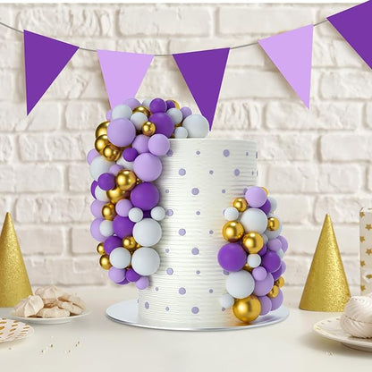 NACHLYNN 80 Pcs Cake Balls Decorations Mini Balloon Cake Topper Balls Foam Cupcake Toppers Balls for Cake Decorating Birthday Parties Weddings Anniversary (Purple Gold Series)