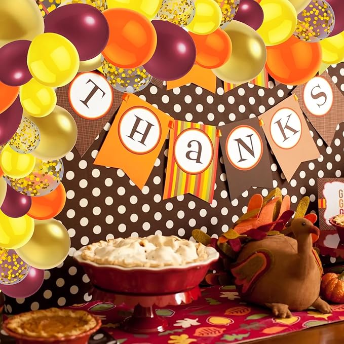 50 Pcs 12 Inch Fall Balloons Fall Birthday Party Decorations Burgundy Orange Yellow Gold Confetti Balloons for Autumn Theme Bridal Shower Thanksgiving Wedding Engagement Party Decoration
