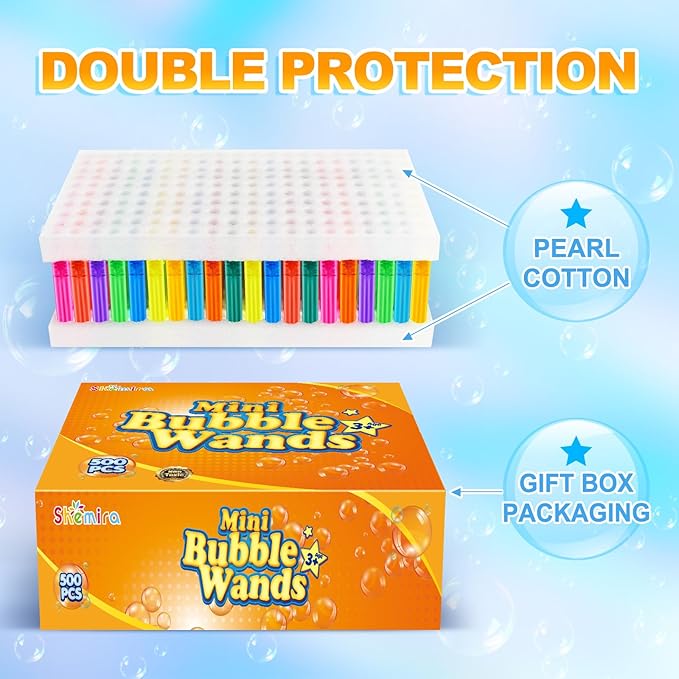 Bubble Wand, 500 Pieces Mini Bubble Wands Bulk in 10 Colors, Bubbles Party Favors Bulk for Kids, Summer Toys for Girls & Boys, Carnival Prizes, Themed Birthday, Wedding, Indoor Outdoor Activity