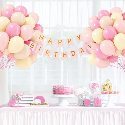 60pcs Pink and Yellow Balloons 12inch, with Sand White Latex Balloons for Anniversary Wedding Baby Shower Birthday Party Decorations