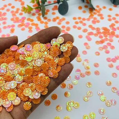2000PCS 9mm Daisy PVC Confetti Flower Table Confetti for DIY Mold Art Bridal Baby Shower Engagement Wedding Birthday Party Decorations (Orange)