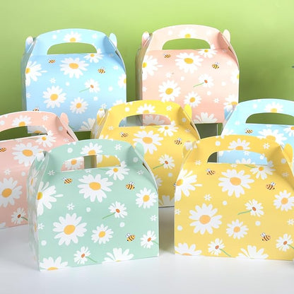 DjinnGlory 36 Pack Cute Daisy Party Favor Treat Boxes, Small Flowers Gable Boxes for Kids Parties Giveaways and Small Busniess 6.18x3.58x3.39 Inches