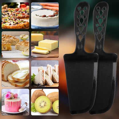 50 PCS Disposable Plastic Cake Cutter and Server 8x2.3 In Black Cake Plastic Server Cutter Plastic Cake Server Cutting for Pie Tart Cake Pizza Pastry Baking Cutter Holder Transfer for Kitchen Wedding