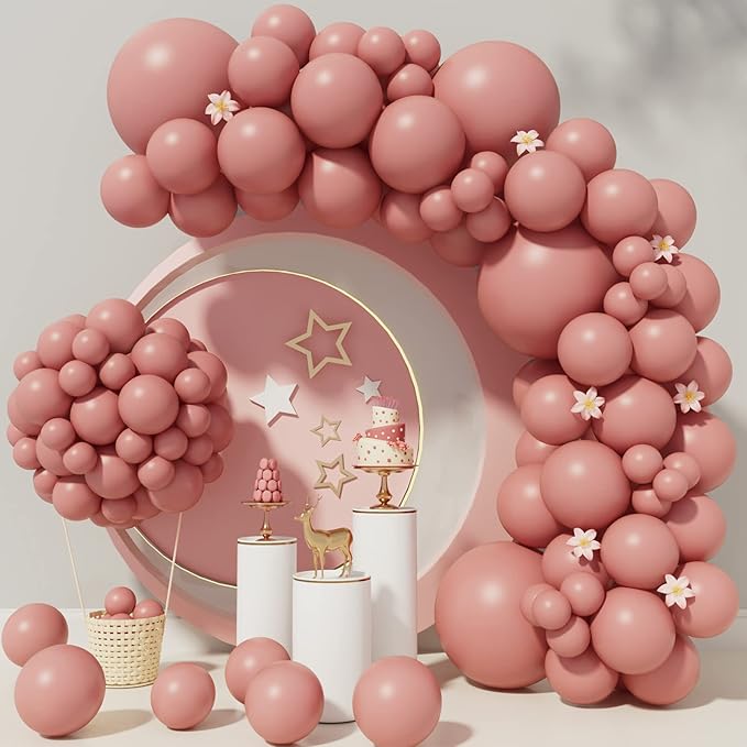 Dusty Pink Balloons 85Pcs Vintage Dusty Pink Balloon Garland Arch Kit 5/10/12/18 Inch Matte Latex Dusty Pink Balloons Different Sizes as Birthday Baby Shower Wedding Bridal Shower Party Decorations