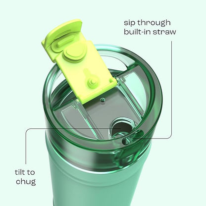 bubba 24 oz Dualsip Insulated Stainless Steel Water Bottle with Straw - Reusable, Leakproof, Lightweight, Dishwasher Safe, Lead-Free and BPA-Free, Tropical Eclipse