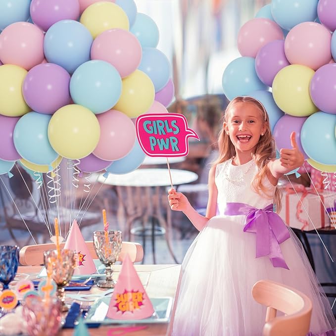 60pcs Pastel Balloons, 12inch Helium Rainbow Macaron Balloons (Pink, Teal, Blue, Purple, Yellow) for Daisy Baby Shower, Spring Party, Birthday Decorations