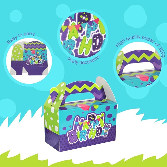 snaxuda 24 Pack Monster Paper Gift Bags Cartoon Gable Gift Boxes Party Favor Boxes Candy Treat Goodies Favor Tote Bags for Birthday Party,Weddings,Baby Shower