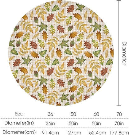 YCness Autumn Maple Leaves Tablecloth, Thanksgiving Autumn Harvest Watercolor Ginkgo Biloba Abstract Geometry Leaves Table Cover for Party Picnic Dinner Decor 60x60 Inch Round
