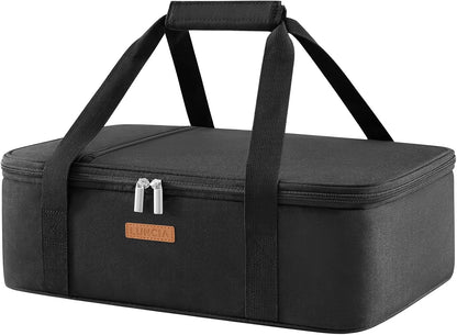 LUNCIA Insulated Casserole Carrier for Hot or Cold Food, Lasagna Lugger Tote for Potluck Parties/Picnic/Cookouts, Fits 9"×13" Baking Dish, Black