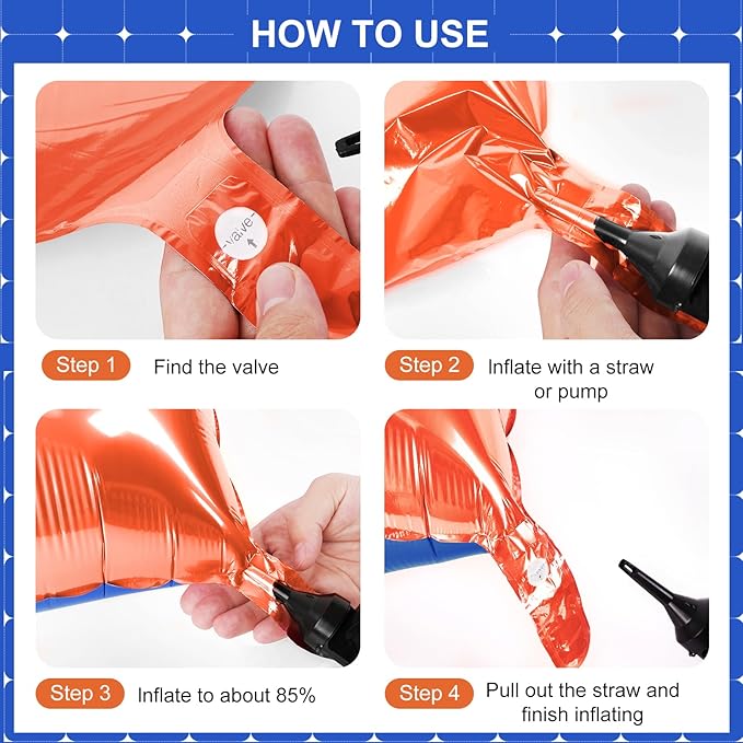 Orange and Blue Square Foil Balloons 25 Pcs Metallic Orange and Blue Balloons Wall Backdrop for New Year Graduation Birthday Bridal Shower Party Arch Backdrop Decorations