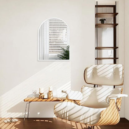 Arch Wall Mirror 20"x16" Large White Bathroom Mirror Metal Frame Mirrors for Wall, Decoration Vanity Bedroom Entryway Living Room Room Home Decor