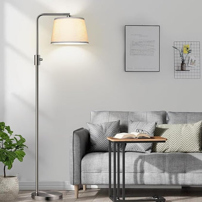 Nintiue 【Upgraded】 Dimmable Floor Lamp, 1000 Lumens LED Edison Bulb Included, Brushed Nickel Arc Floor Lamps for Living Room Modern Standing Lamp Tall Lamps for Living Room Bedroom