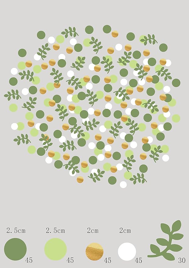 210 Pcs Baby Shower Confetti Greenery Glitter Table Decorations Eucalyptus Golden Scatter Country Nature-Theme Party Birthday Party Wedding Party Supplies